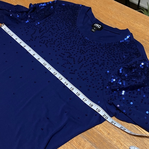 International Concept Sequin Royal Blue Long Sleeve Top XL Holiday Glam Event - Picture 12 of 13